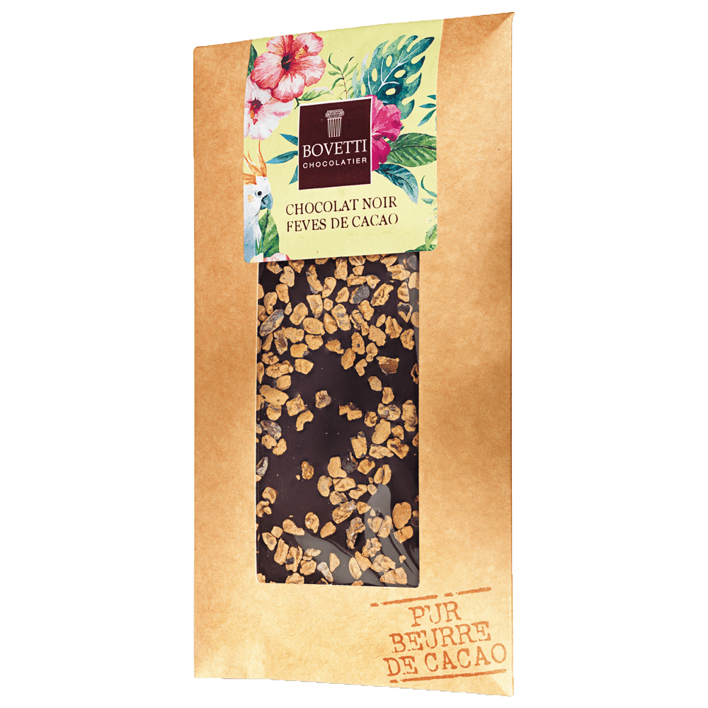 Bovetti Tablette chocolat noir Fèves de Cacao 100g Cafés Querry